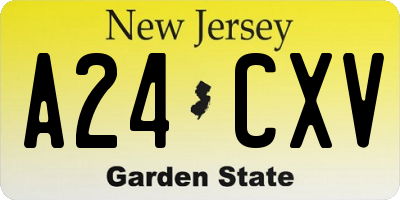 NJ license plate A24CXV
