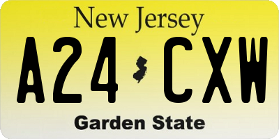 NJ license plate A24CXW