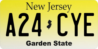 NJ license plate A24CYE