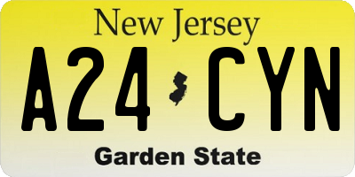 NJ license plate A24CYN