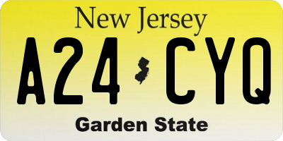 NJ license plate A24CYQ