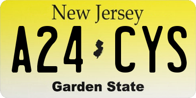 NJ license plate A24CYS