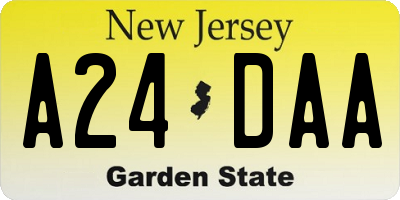 NJ license plate A24DAA
