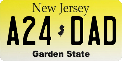 NJ license plate A24DAD