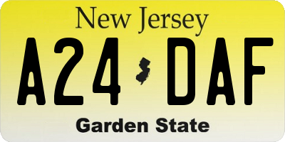 NJ license plate A24DAF