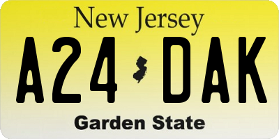 NJ license plate A24DAK