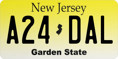 NJ license plate A24DAL