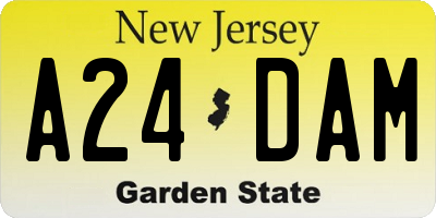 NJ license plate A24DAM