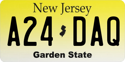 NJ license plate A24DAQ