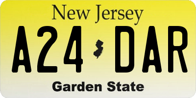 NJ license plate A24DAR