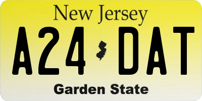 NJ license plate A24DAT