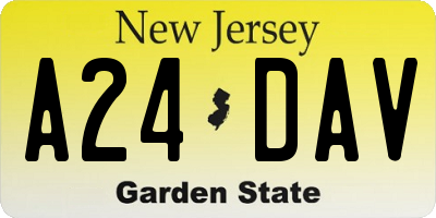 NJ license plate A24DAV