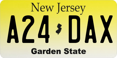 NJ license plate A24DAX