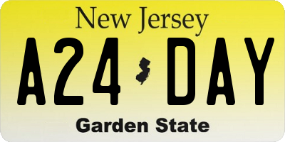 NJ license plate A24DAY
