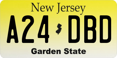 NJ license plate A24DBD