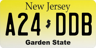 NJ license plate A24DDB