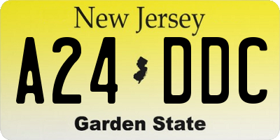 NJ license plate A24DDC