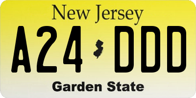 NJ license plate A24DDD