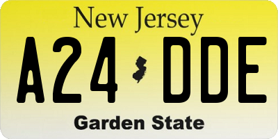 NJ license plate A24DDE
