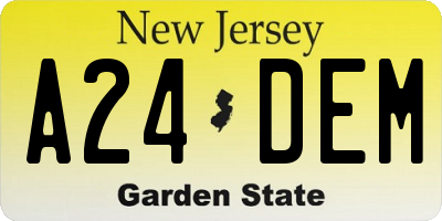 NJ license plate A24DEM