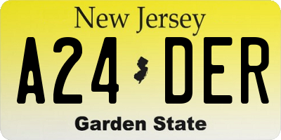 NJ license plate A24DER
