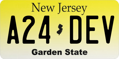 NJ license plate A24DEV