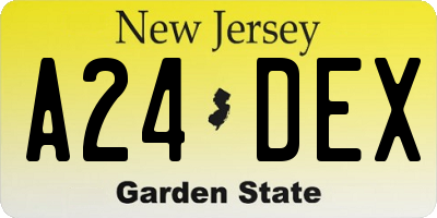 NJ license plate A24DEX