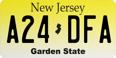 NJ license plate A24DFA