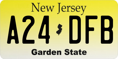 NJ license plate A24DFB