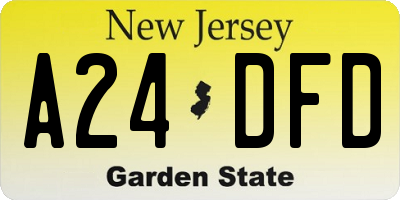 NJ license plate A24DFD