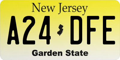 NJ license plate A24DFE