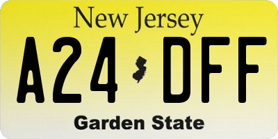 NJ license plate A24DFF