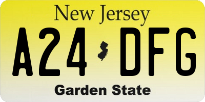 NJ license plate A24DFG