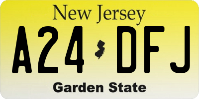 NJ license plate A24DFJ