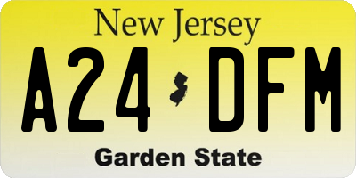NJ license plate A24DFM