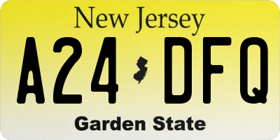 NJ license plate A24DFQ