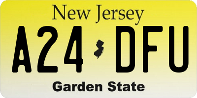 NJ license plate A24DFU