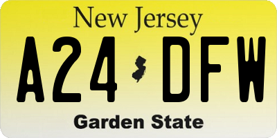NJ license plate A24DFW