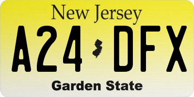 NJ license plate A24DFX