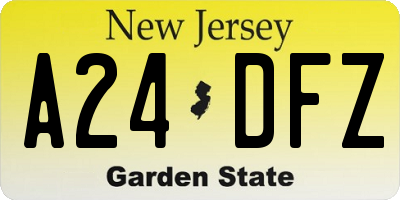 NJ license plate A24DFZ