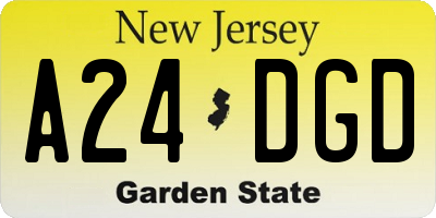 NJ license plate A24DGD