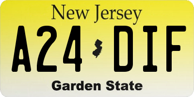 NJ license plate A24DIF