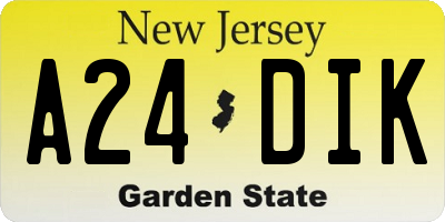NJ license plate A24DIK
