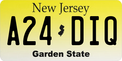NJ license plate A24DIQ