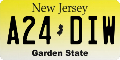 NJ license plate A24DIW