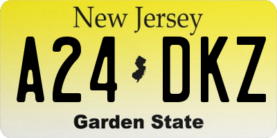 NJ license plate A24DKZ