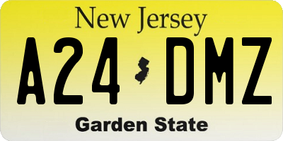 NJ license plate A24DMZ