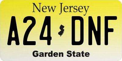 NJ license plate A24DNF