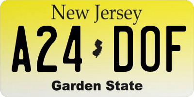 NJ license plate A24DOF