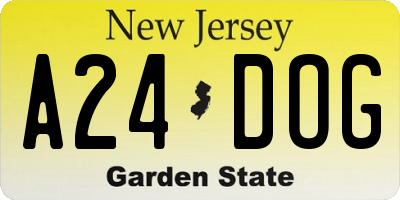 NJ license plate A24DOG